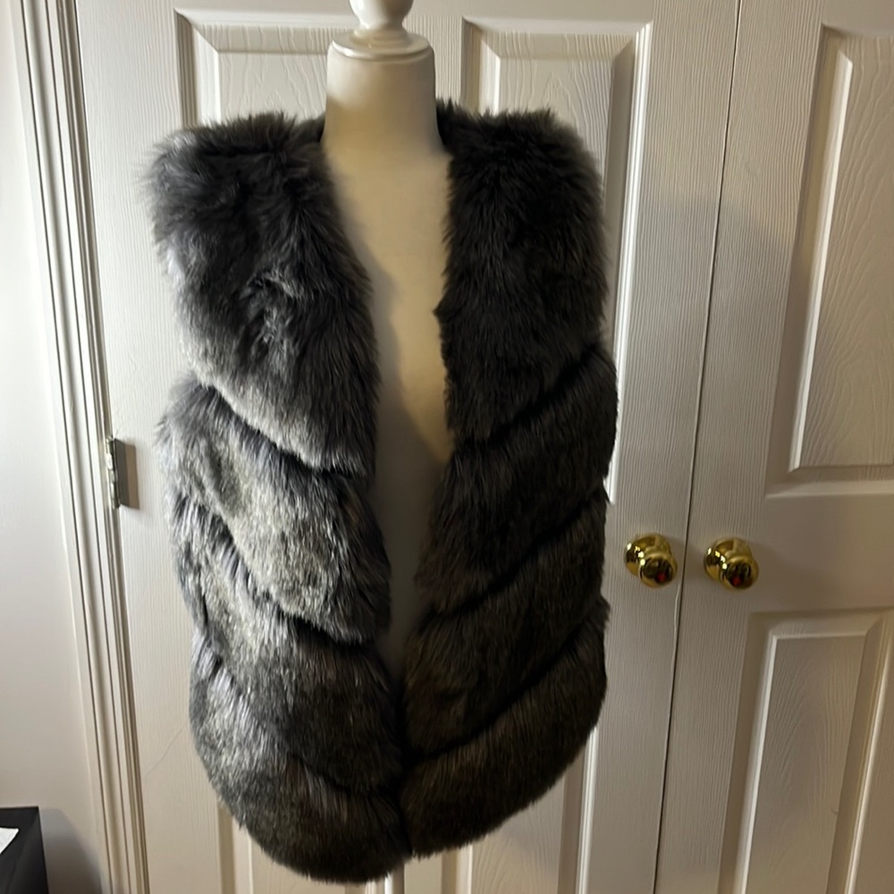 Gray Faux Fur Vest